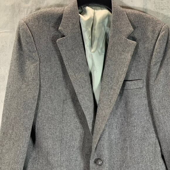 IMPERIAL BY HAGGAR Men's Heathered Gray One-Button Wool Sport Coat SZ 42L - Picture 3 of 13